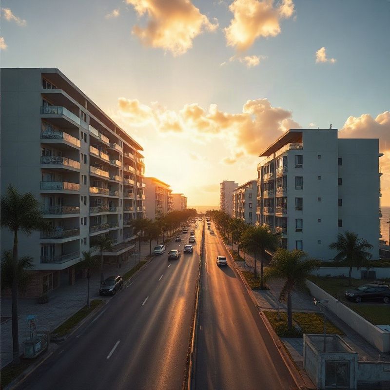 Avenida Beira Mar em Fortaleza durante a hora dourada